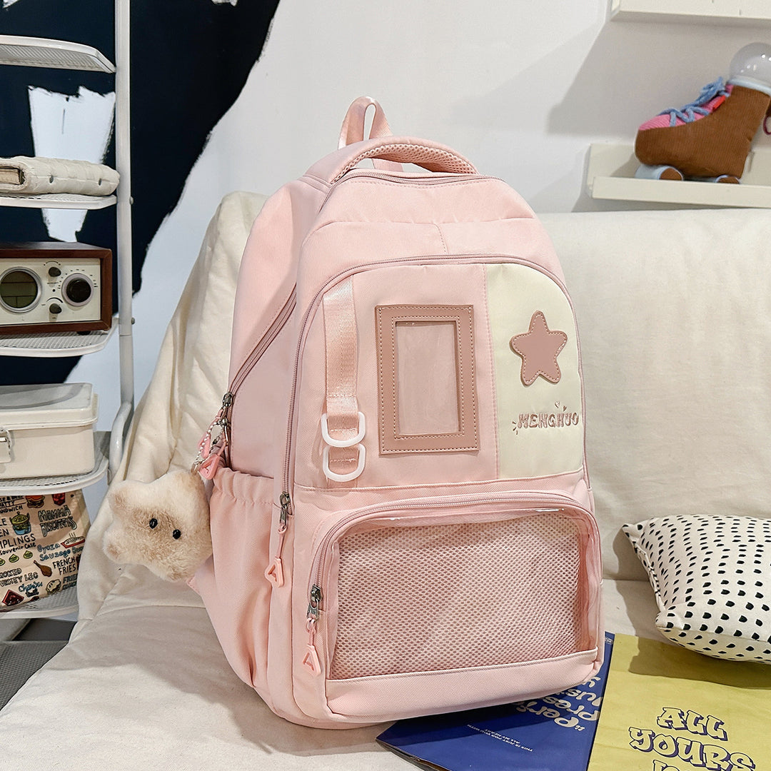 Structured Casual Backpack with Transparent Pocket Stornfield
