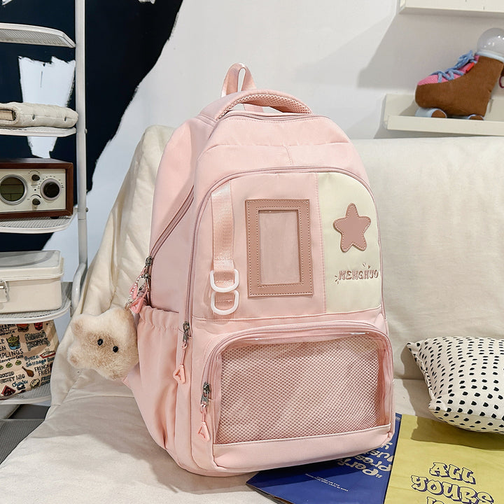 Structured Casual Backpack with Transparent Pocket Stornfield