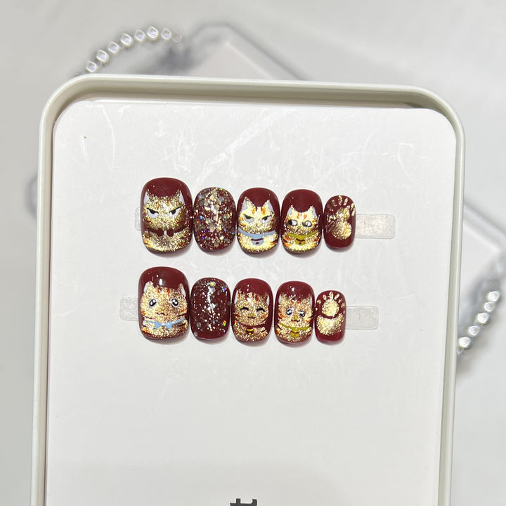 Decorative Cat-Themed Nail Art Set Stornfield