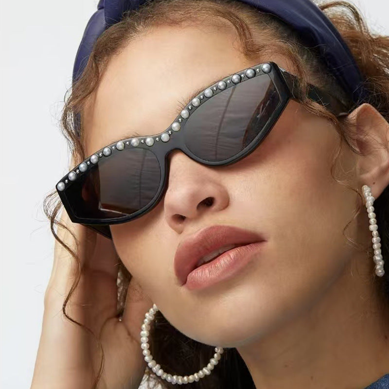 Women's Cat-Eye Sunglasses with Sparkling Rhinestone Accents and Animal Pattern Stornfield