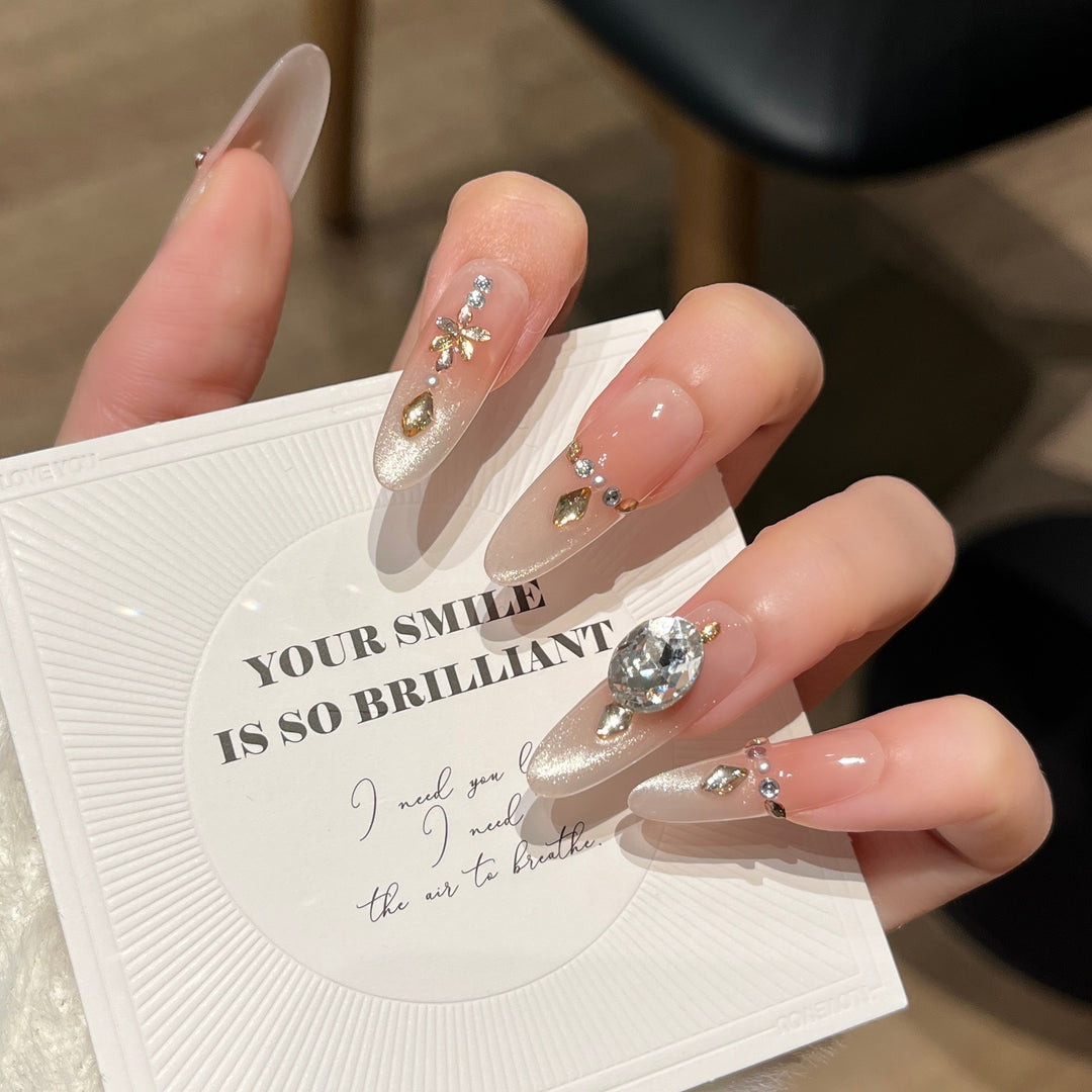 Elegant Rhinestone-Decorated Press-On Nail Extensions Stornfield