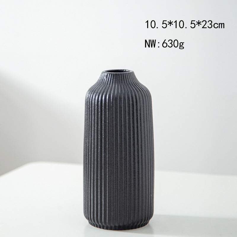 Elegant Ribbed Ceramic Decorative Vase Stornfeild
