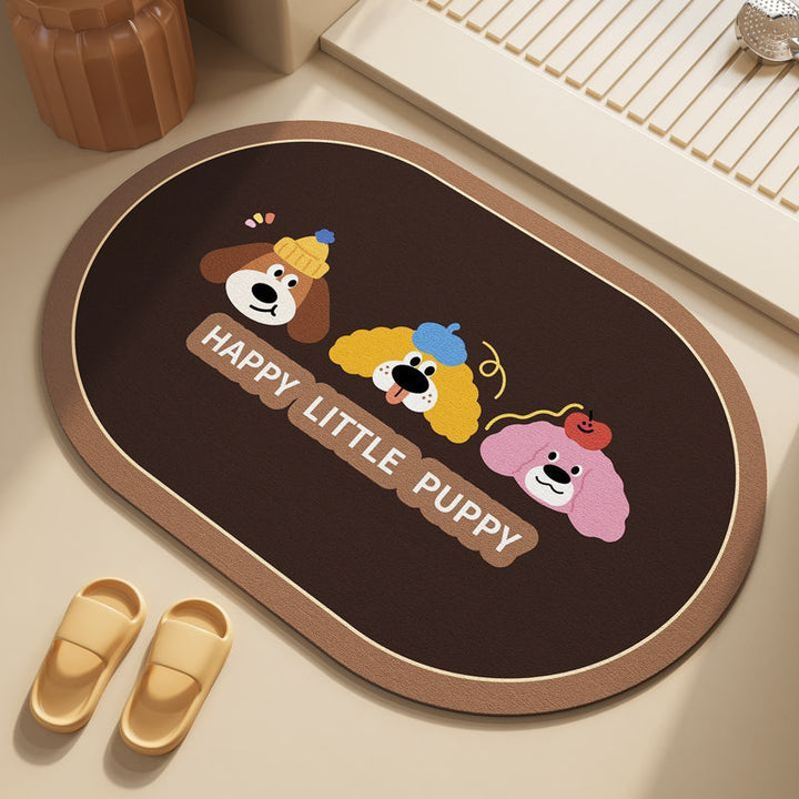 Playful Puppy-Themed Bath Rug