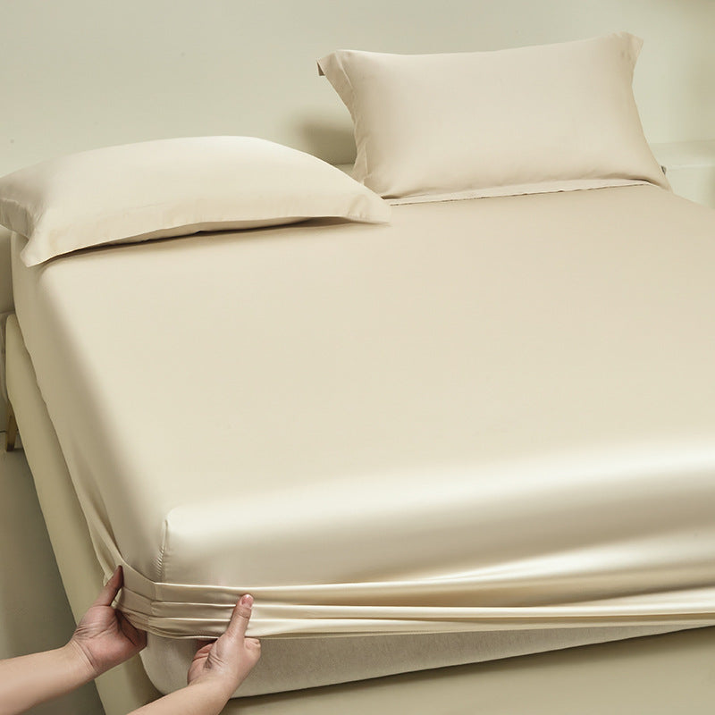 Silky satin fitted sheet set with extra deep pocket and pillowcases