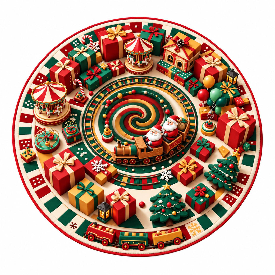Festive Santa Claus Themed Round Mat for Home