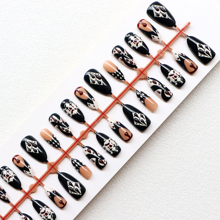Artistic Press-On Nail Art Set with Intricate Patterns Stornfield