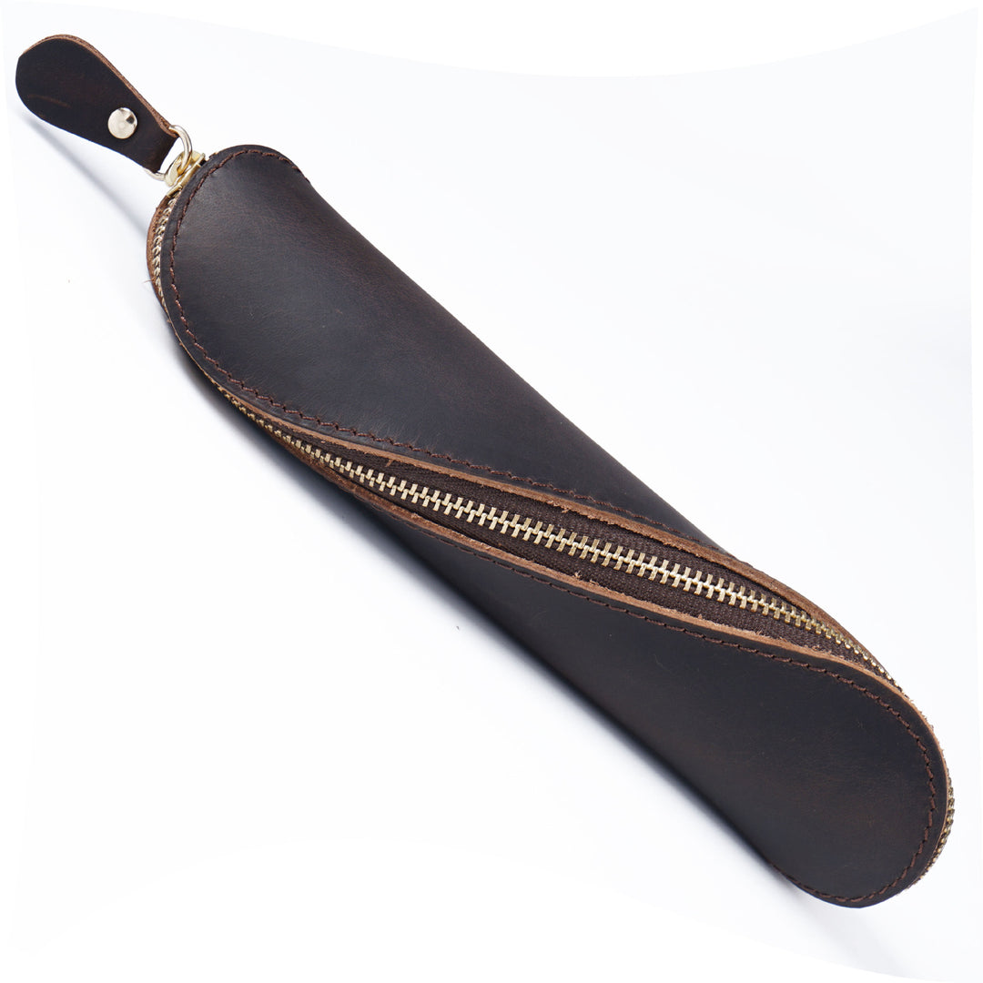 Leather Pencil Case with Zipper