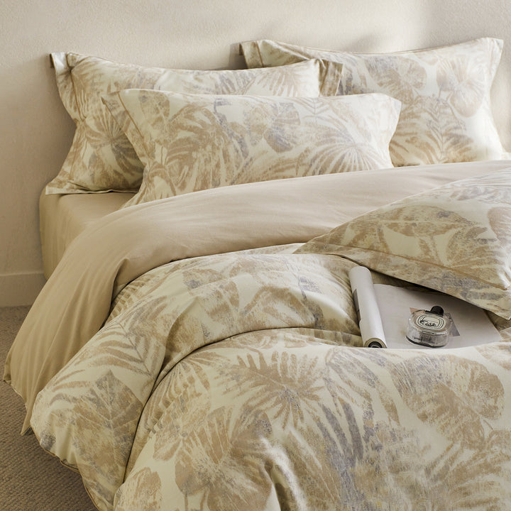 Reversible Botanical Cotton Sateen Duvet Cover Set with Pillow Shams