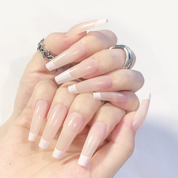 Acrylic nail set with elegant French design and high-gloss finish Stornfield