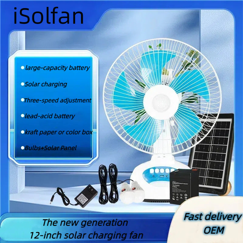 Ladies Portable Solar Fan with Large Battery Capacity and Variable Speed Control Stornfield