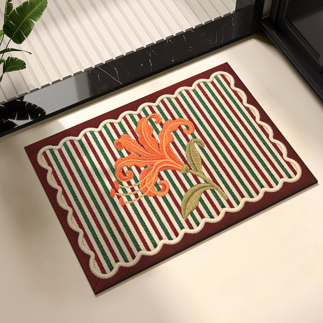 Elegant Floral Patterned Area Mat