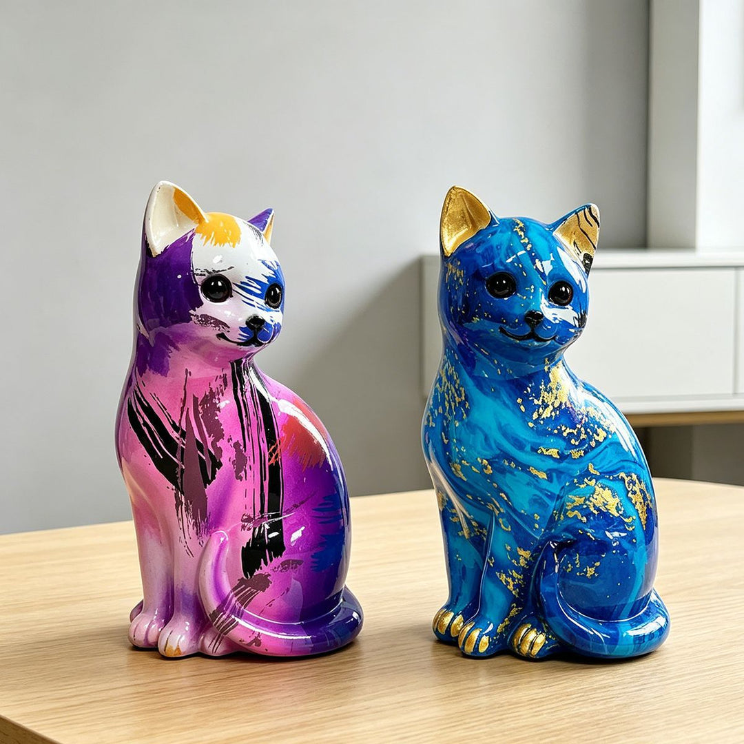 Artistic cat figurine in vibrant design Stornfield