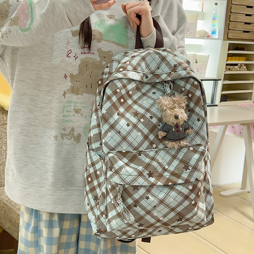 Backpack with Fashionable Check Pattern and Practical Compartments Stornfield