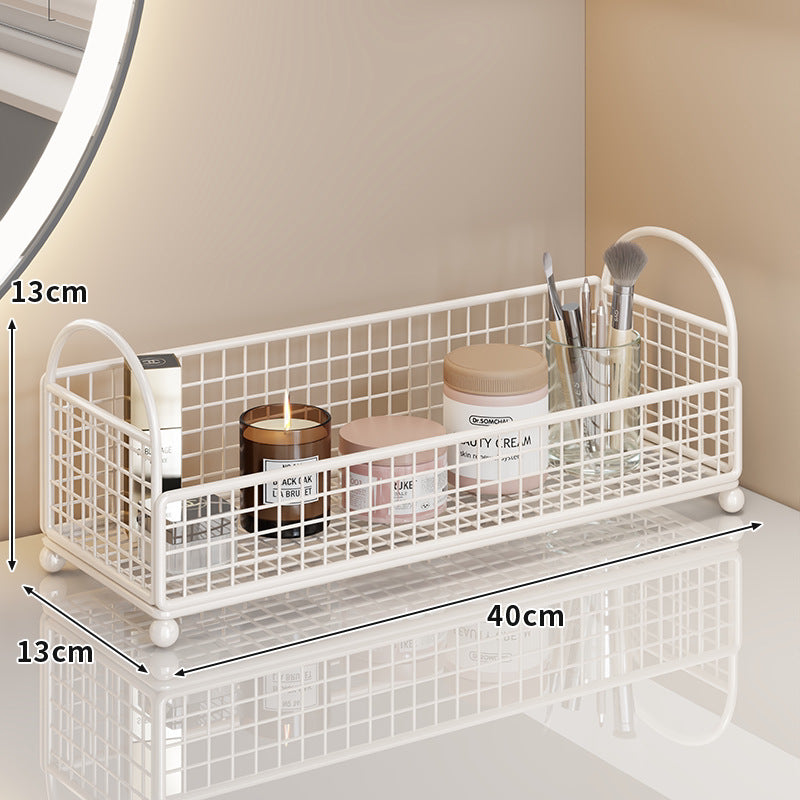 Curved Corner Triple-Tier Metal Mesh Vanity and Countertop Organizer