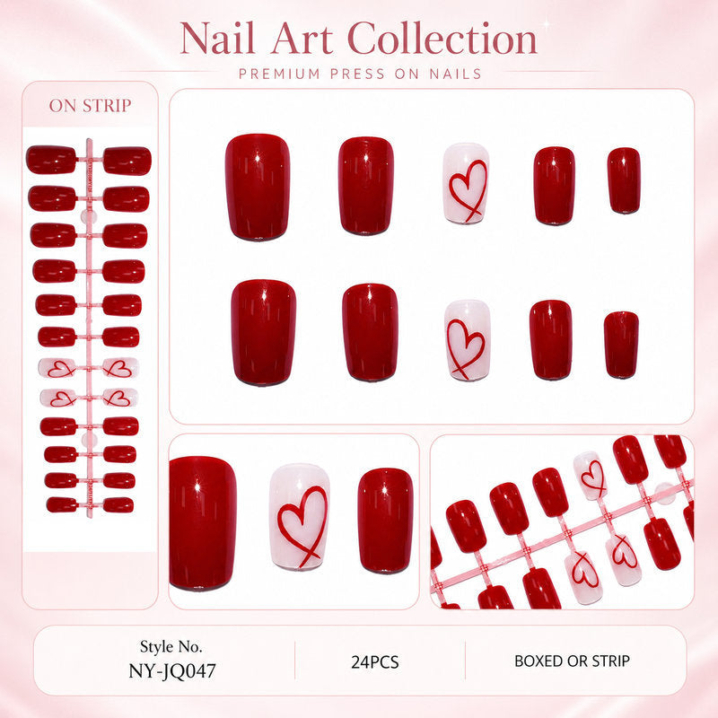 Premium Press-on Nails with Heart Design Stornfield