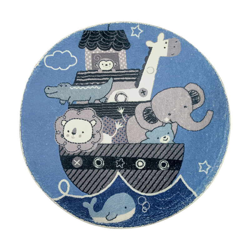 Playful Airplane-Themed Round Area Mat Stornfield