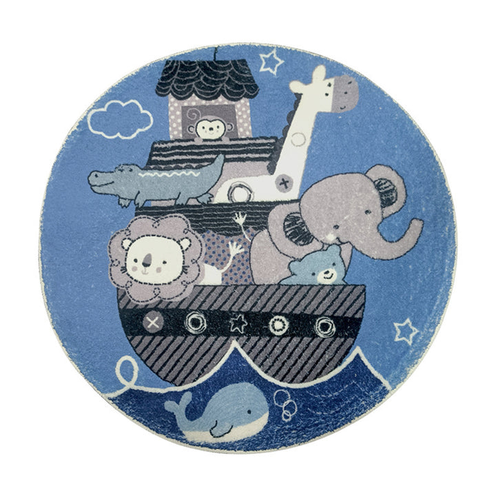 Playful Airplane-Themed Round Area Mat Stornfield