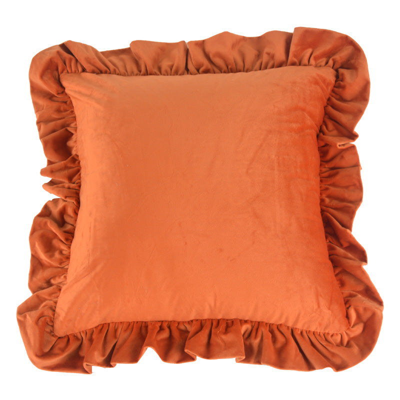 Plush Velvet Ruffled Rectangular Pillow Sham with Hidden Zipper