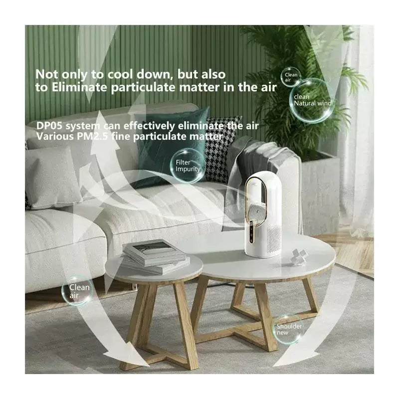 Unisex universal size bladeless evaporative tower fan and humidifier with touch LED display and brushless motor Stornfield