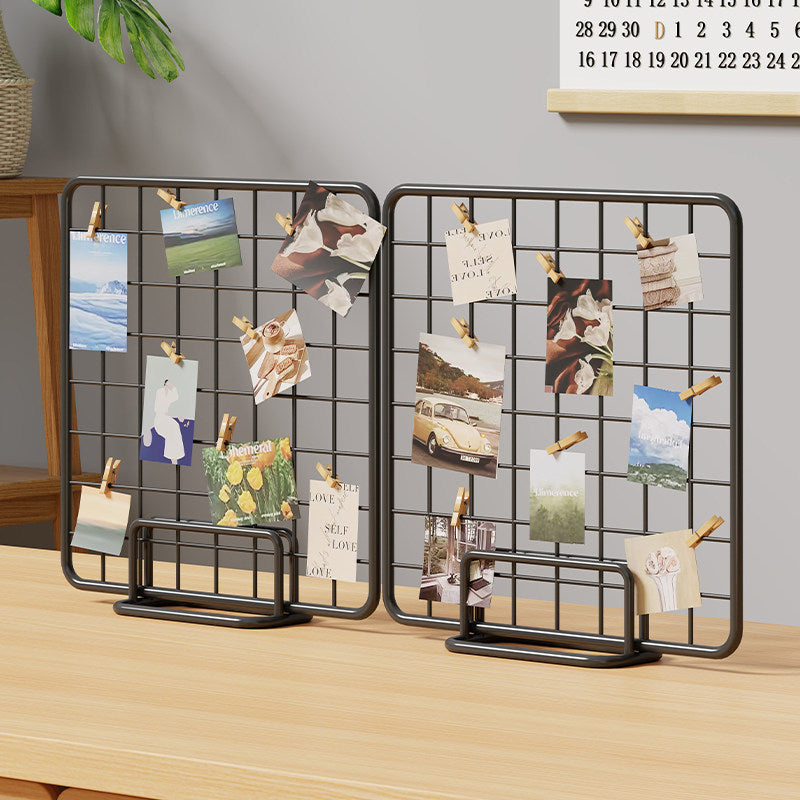 Desktop Wire Photo Grid Display with Stand and Mini Clips
