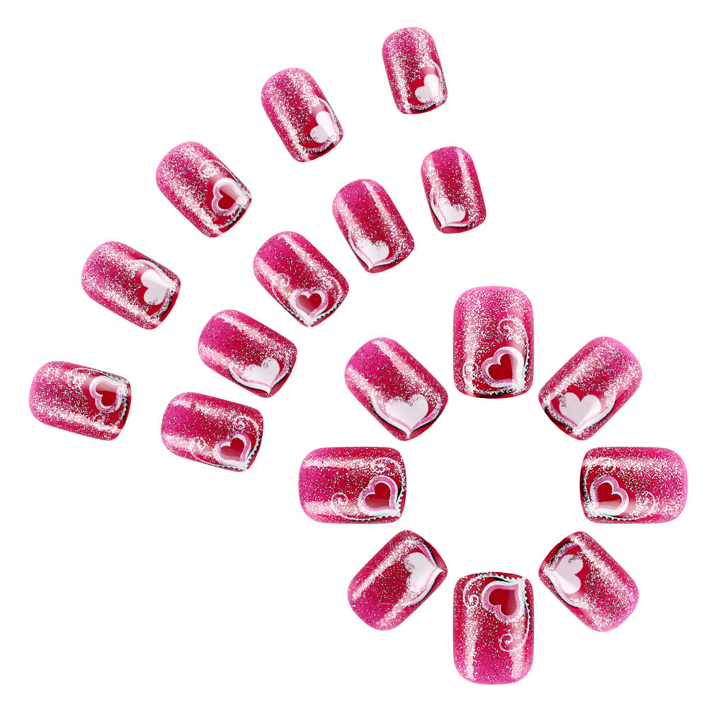 Heart-Themed Glitter Nail Art Set Stornfield