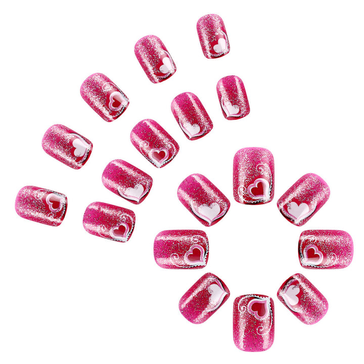 Heart-Themed Glitter Nail Art Set Stornfield