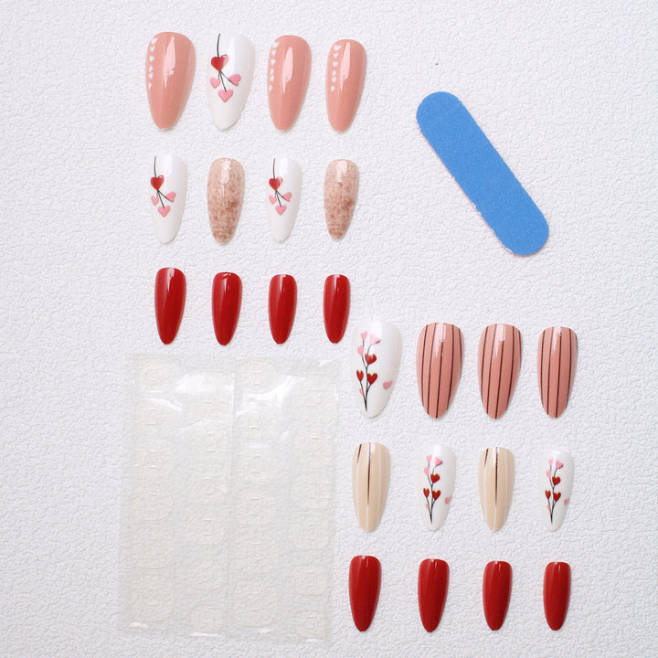 Artistic Heart-Designed Press-On Nails Stornfield