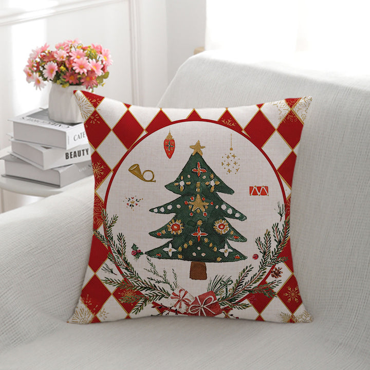 Festive Christmas Illustration Throw Pillow