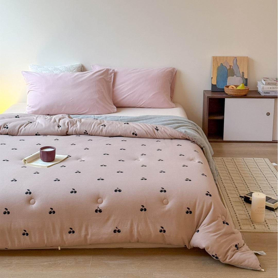 Padded futon mattress topper with cute cat pattern