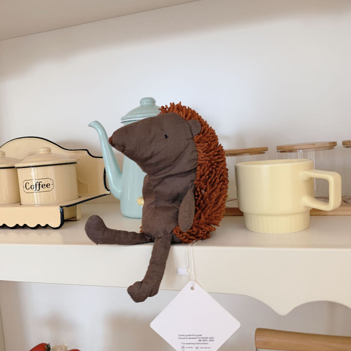 Plush Hedgehog Hand Puppet with Soft Fur and Embroidered Details