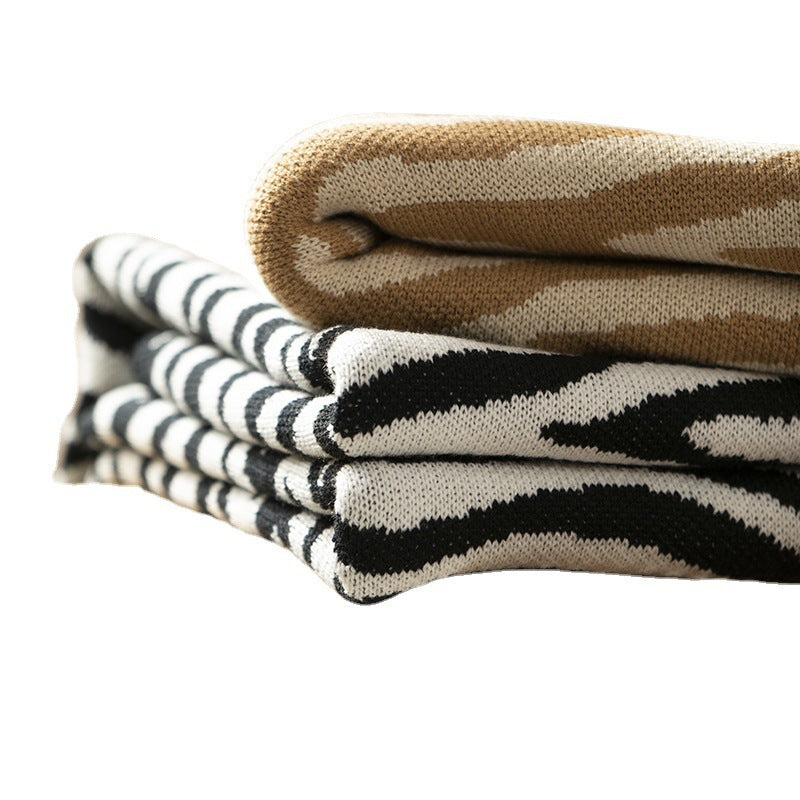 Luxurious Zebra Print Knit Blanket
