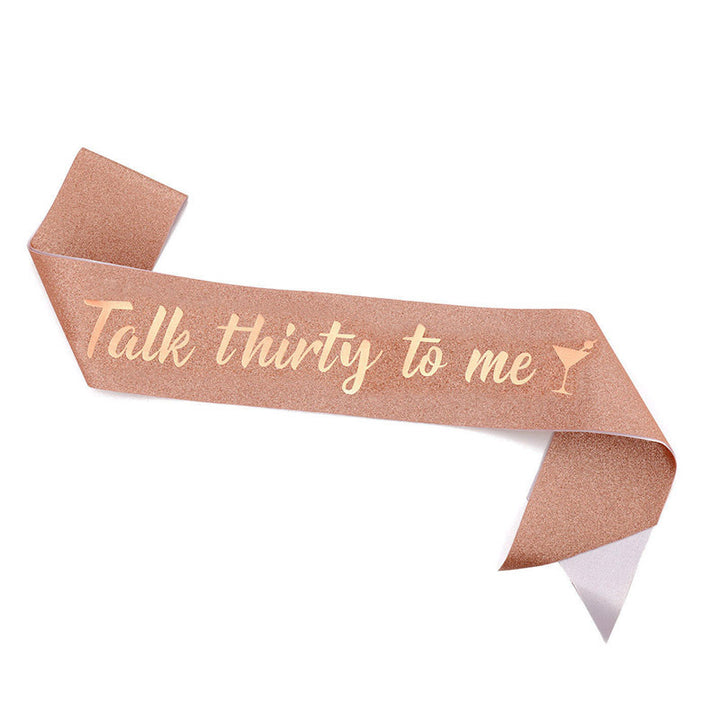 Ladies Glittering Birthday Sash with Festive Print Stornfield