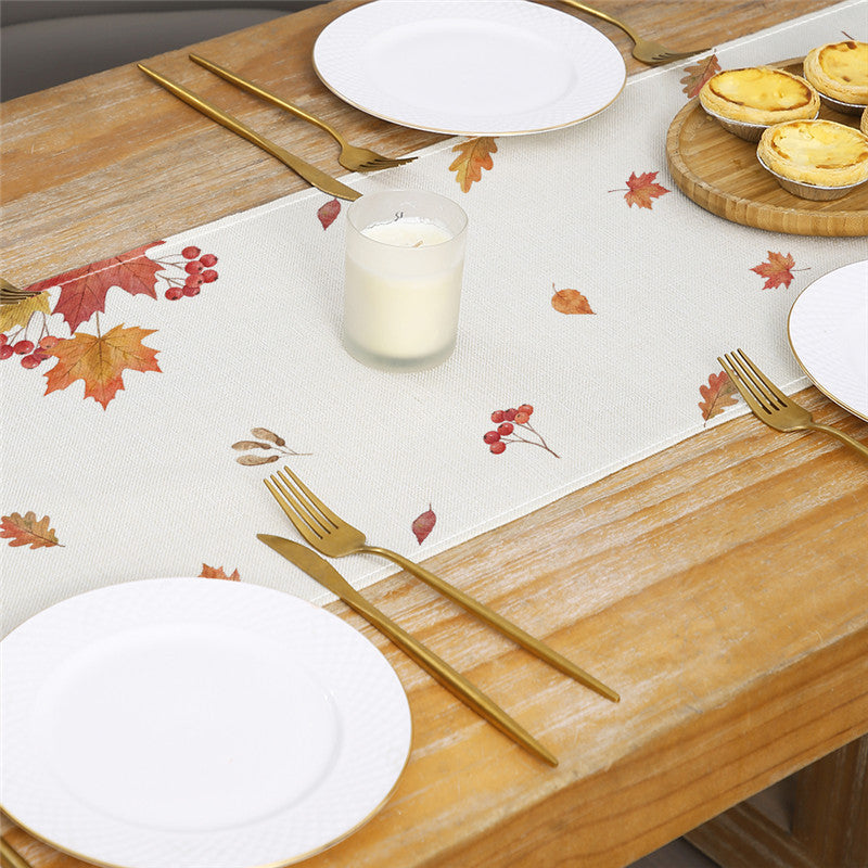Autumn Football Print Cotton-Linen Table Runner