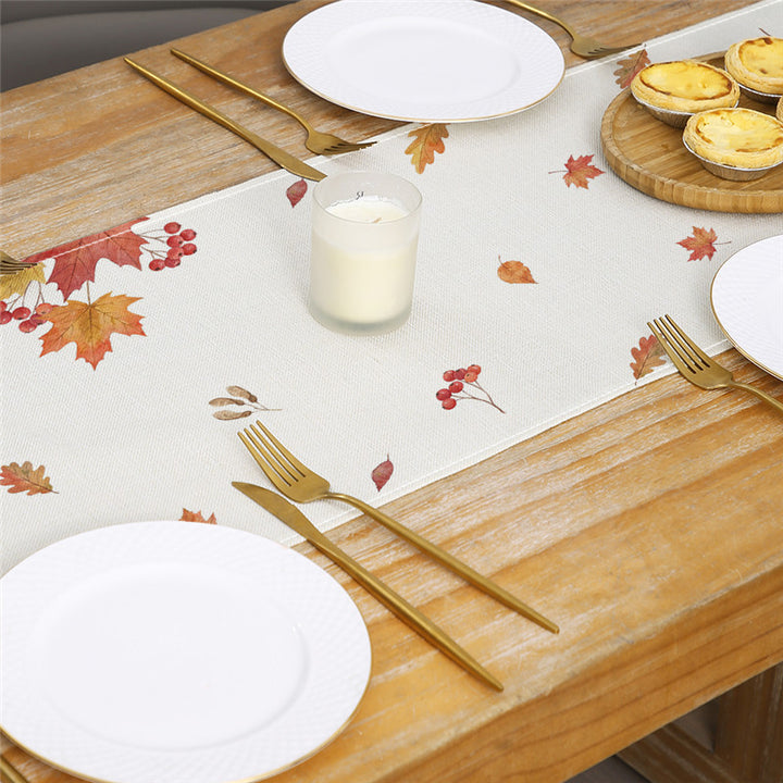 Autumn Football Print Cotton-Linen Table Runner