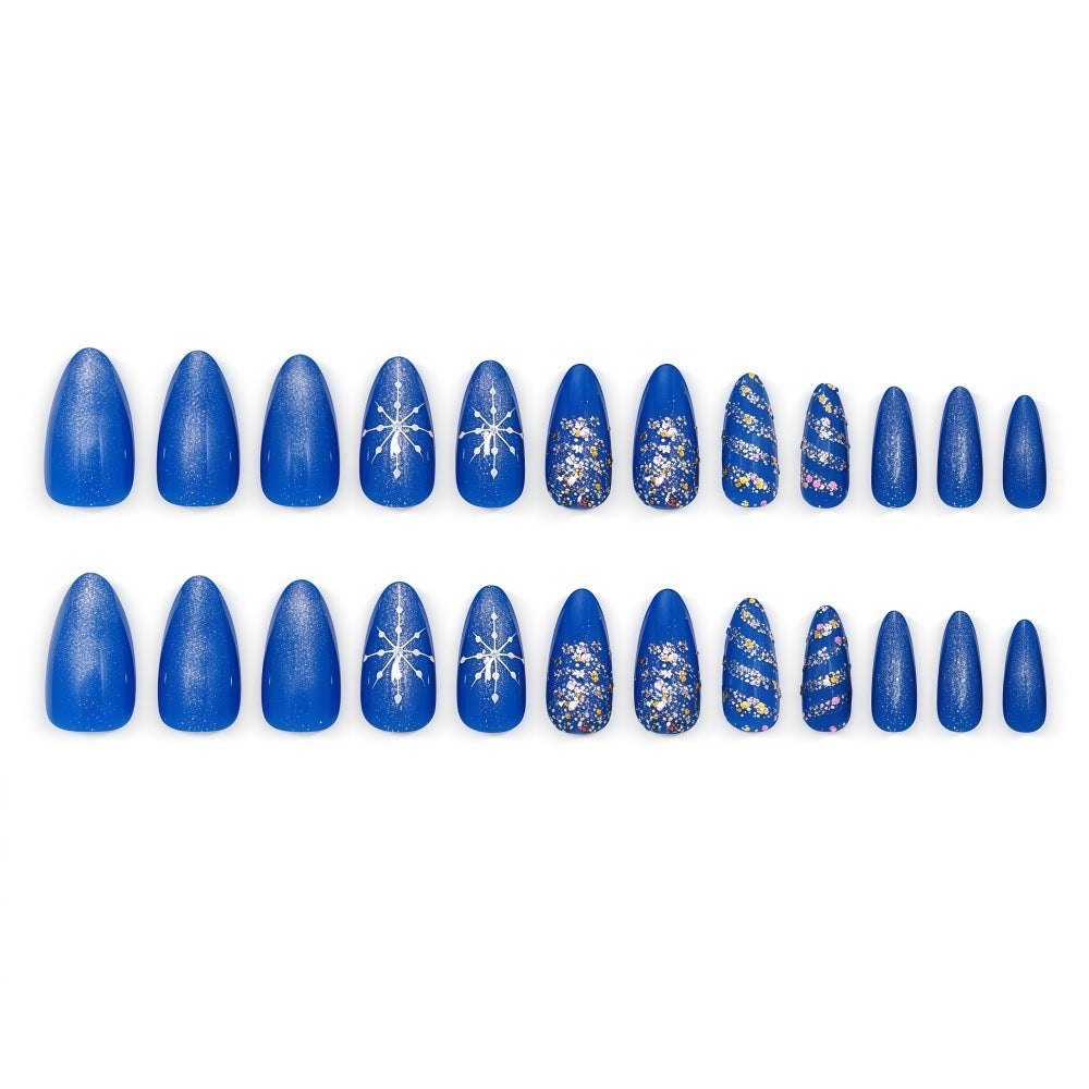 Glamorous artificial nails with glitter and pattern design Stornfield