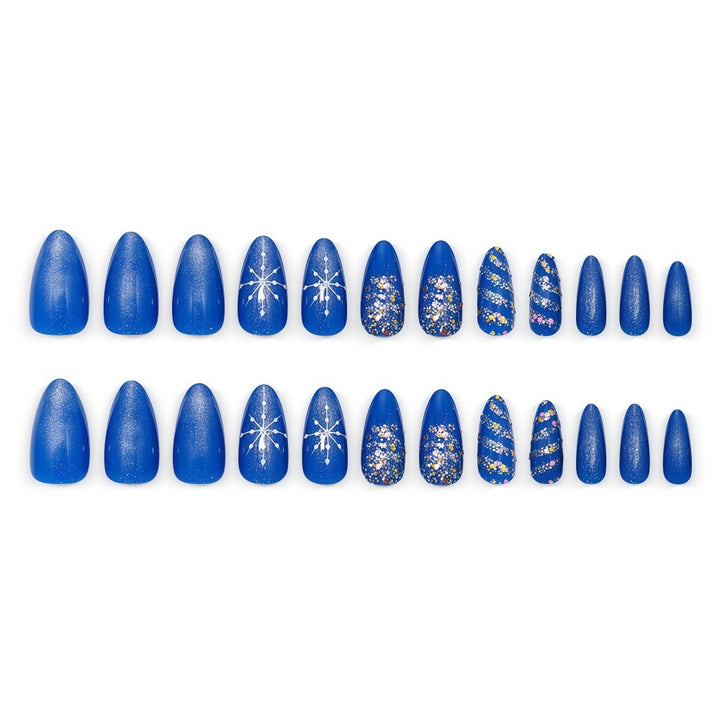 Glamorous artificial nails with glitter and pattern design Stornfield