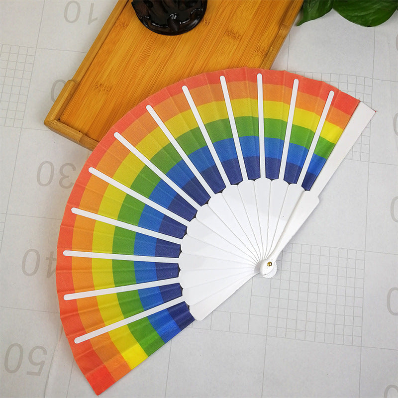 Women's colorful hand fan with artistic design Stornfield