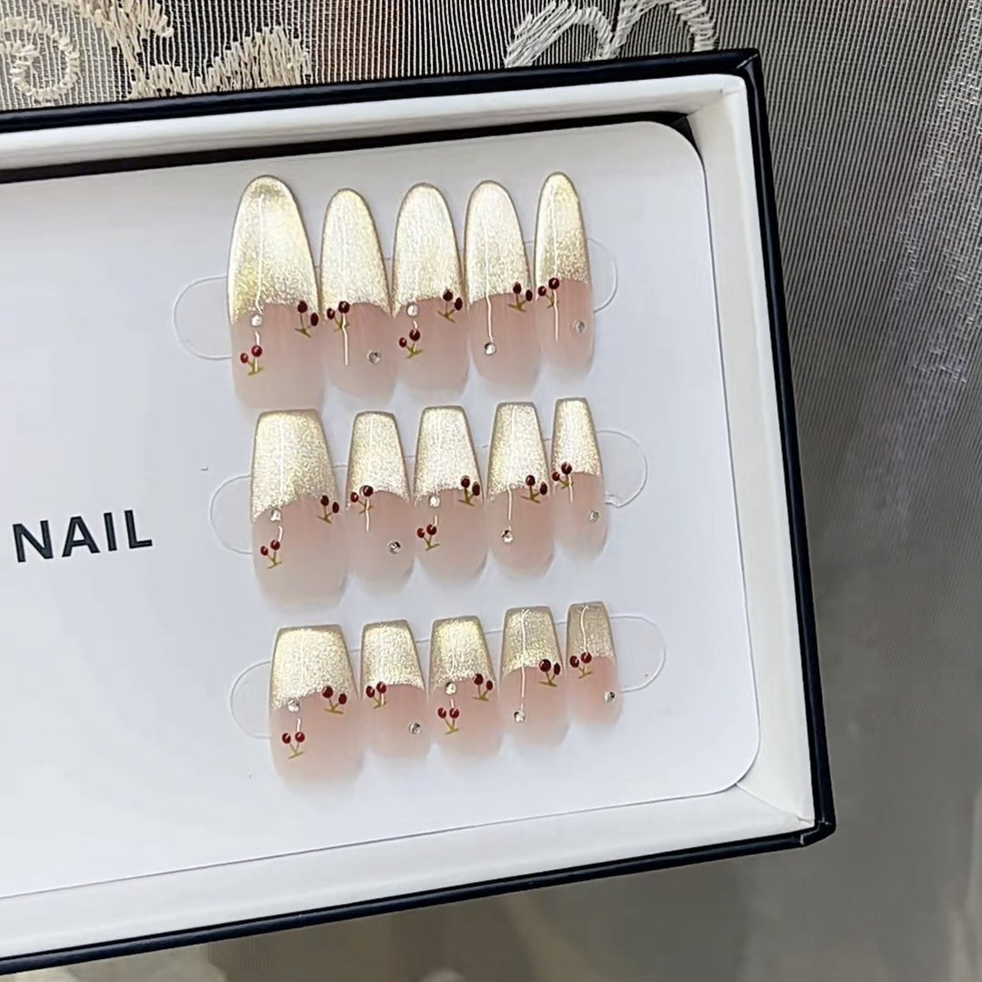 Artistic Floral-Decorated Press-On Nail Set Stornfield