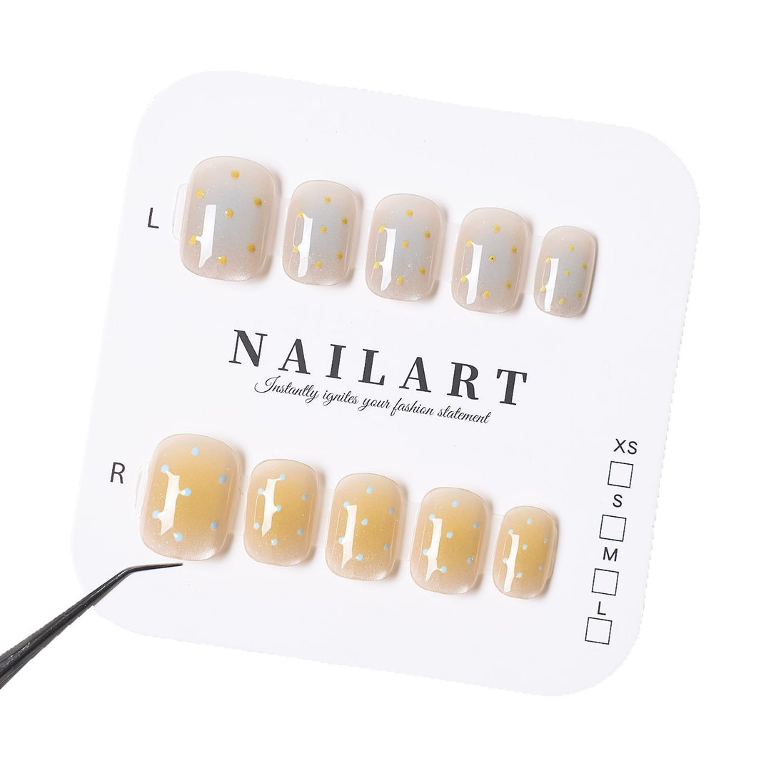 Artistic Press-On Nail Set with Whimsical Dot Designs Stornfield