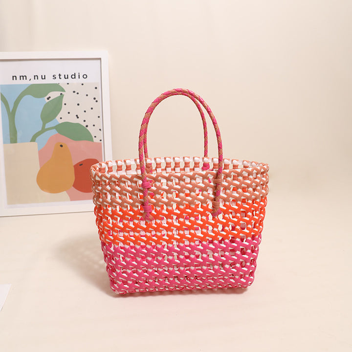 Handcrafted straw bag with colorful gradient Stornfield