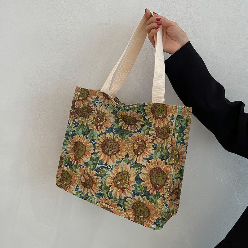 Floral Patterned Cotton Tote Bag