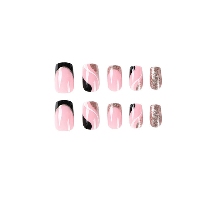Trendy Nail Art with Glitter and Wave Accents Stornfield