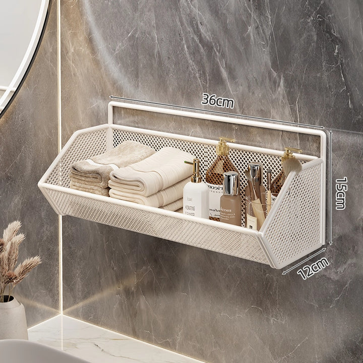 Wall-Mounted Mesh Bathroom Organizer Shelf