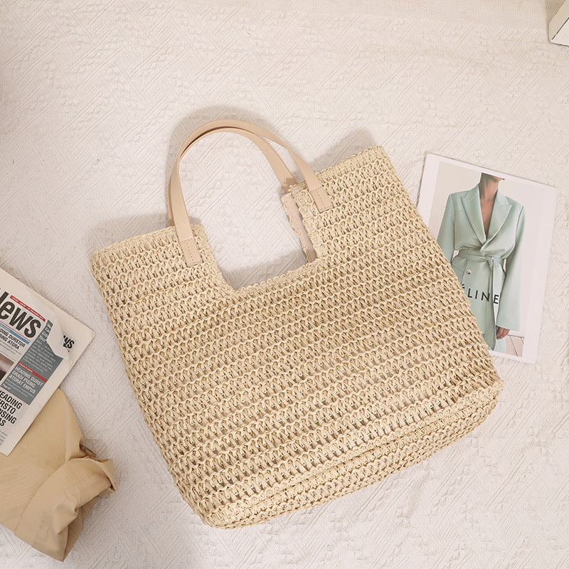 Elegant Woven Tote Bag with Sturdy Leather Handles Stornfield