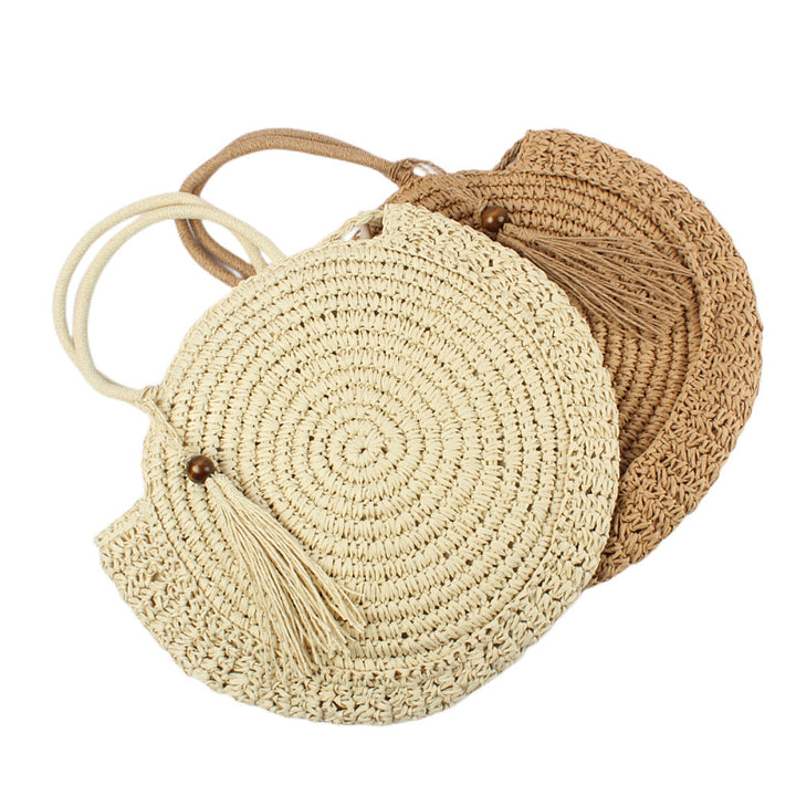 Round basket bag with elegant tassel Stornfield