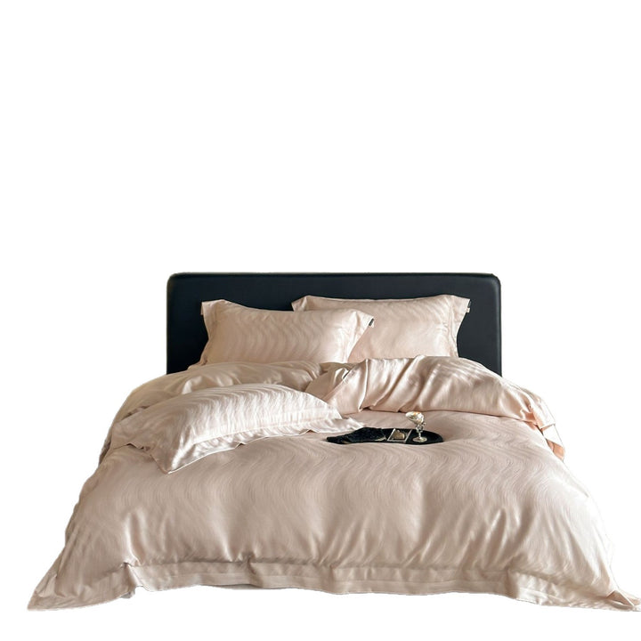 Silky Sateen Jacquard Duvet Cover Bedding Set with Envelope Pillow Shams