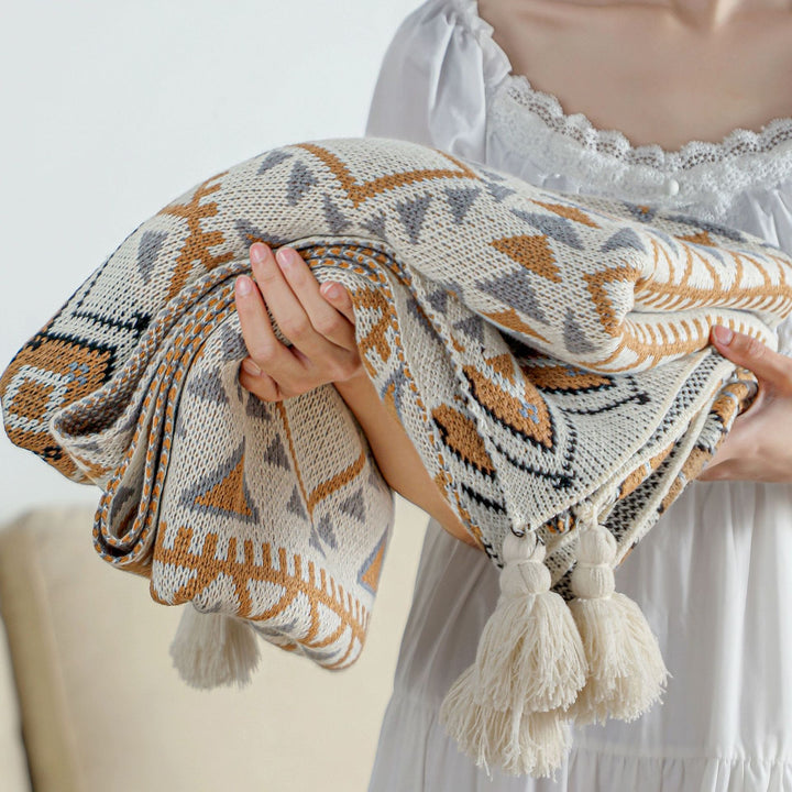 Decorative Geometric Knit Throw