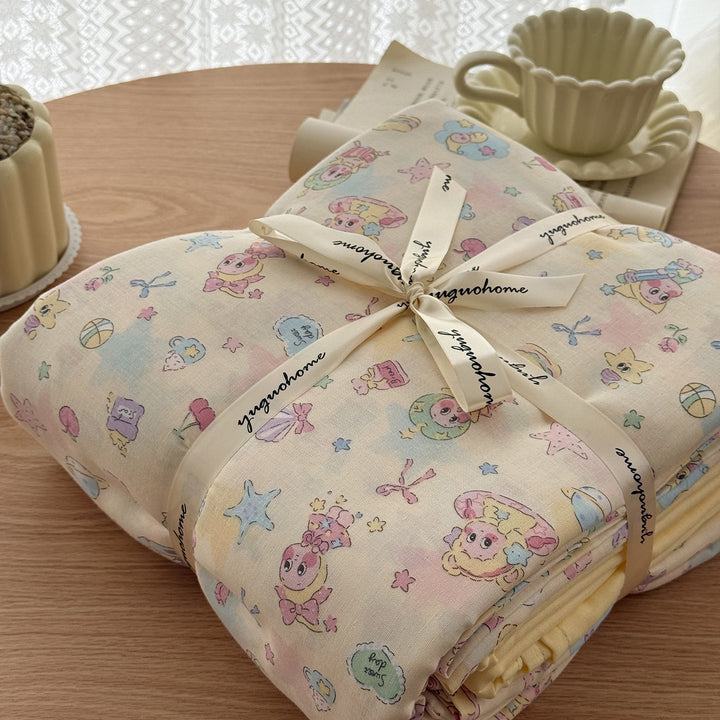 Floral-Print Cotton-Linen Duvet Cover Gift Set with Reversible Finish and Deep-Corner Ties