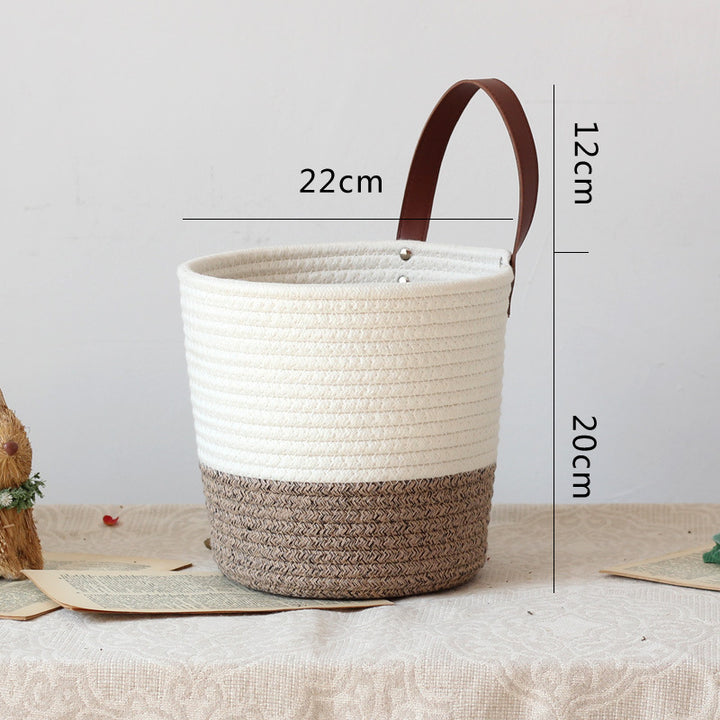 Decorative basket with leather handle Stornfield