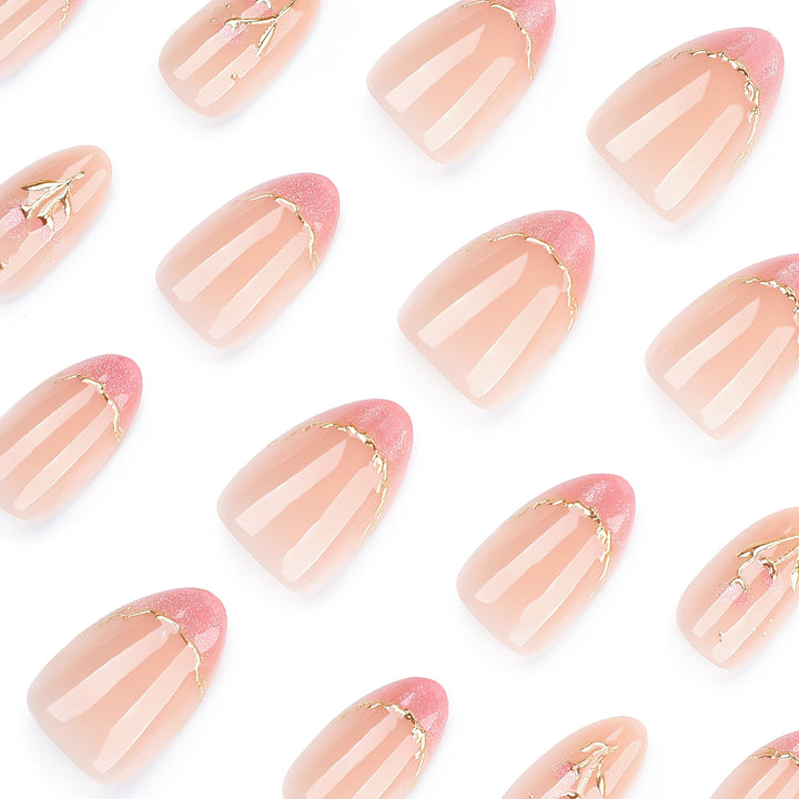 Elegant artificial nails with floral design and glitter Stornfield